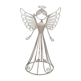 Bílý kovový anděl 21 cm