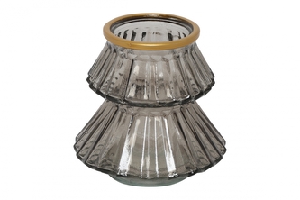 Skleněný svícen Talline S – šedý, 11 cm