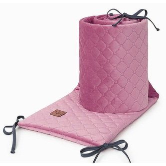 Mantinel do postýlky Velvet 180x28cm - tm.  pudrově růžová,; růžová; duté vlákno, velvet