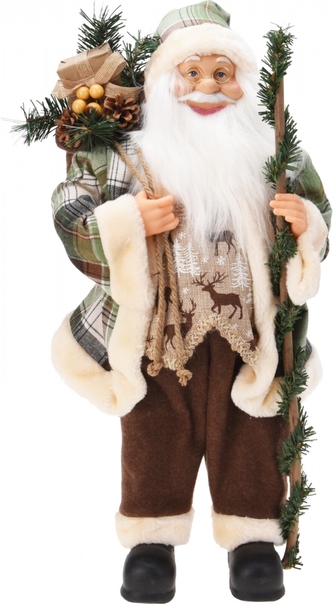 Stojící Santa s pytlem dárků a holí 60 cm