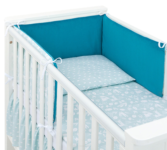 Mantinel s povlečením do postýlky, 3D sada, Nature/velvet,, 135x100 cm; zelená; 100 % bavlna