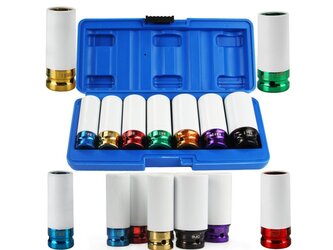 Nástrčné rázové hlavice 1/2" na ALU disky 7ks, 17-27mm BJC