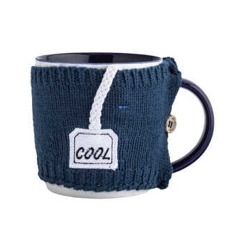 KUBEK NBC 380 ML Z OCIEPLACZEM SWETERKOWYM GRANATOWY