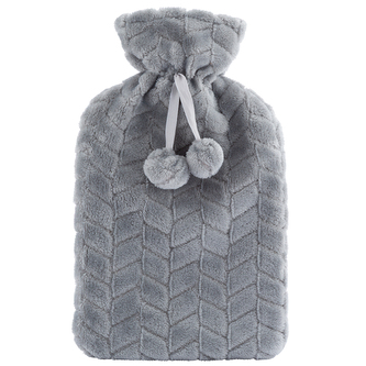 TERMOFOR W SZARYM FUTERKU Z POMPONAMI 1,5 L