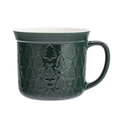 KUBEK DUŻY PROSTY Z RANTEM I TŁOCZENIEM NBC 640 ML DEK. CHOINKI ZIELONE