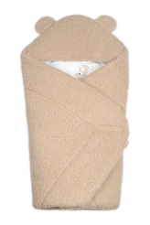Beránková zavinovačka s kapucí bavlna/beránek, Teddy - Medvídek béžová, hnědá; béžová, hnědá