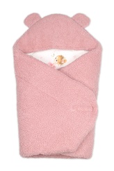 Beránková zavinovačka s kapucí bavlna/beránek, Teddy - Baletka, pudrově růžová; růžová