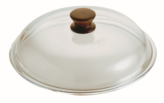 poklice d24cm, TITANIO-PYREX sklo, vč. dřev. úchytu