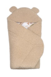 Beránková zavinovačka s kapucí bavlna/beránek, Teddy - Srnka béžová, hnědá; béžová, hnědá