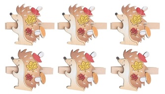 Dřevění ježci na kolíčku 4 cm, 6 ks