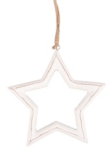 Hvězda dřevěná na zavěšení s patinou 11 x 11,5 x 1,5 cm