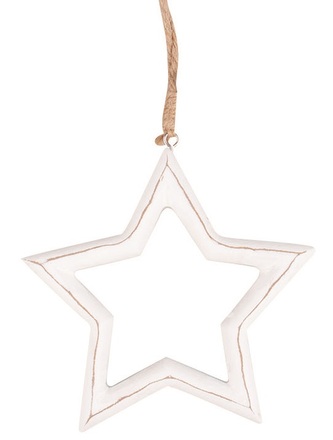 Hvězda dřevěná na zavěšení s patinou 11 x 11,5 x 1,5 cm