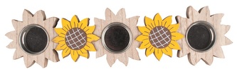 Svícen se slunečnicemi dřevěný na postavení 31,5 x 8 x 2 cm