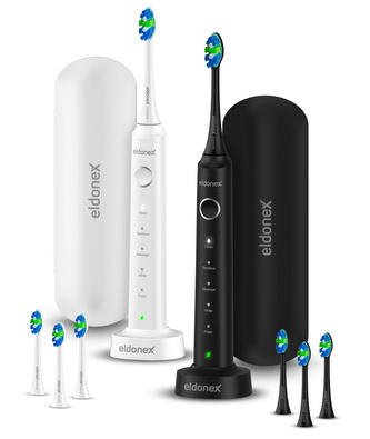 ELDONEX SonicPro DuoPack sonické zubní kartáčky ČERNÝ&BÍLÝ