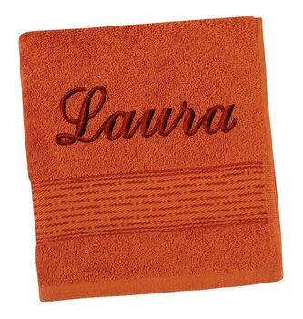 Froté ručník proužek s výšivkou jména - Terrakota - 50x100 cm