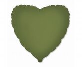 Balon foliowy 46cm Serce matowe Olive Green