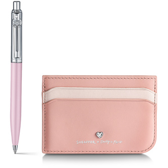 Sheaffer, Sada Emily in Paris, Kuličkové pero Sentinel + Pouzdro na kreditní karty, kůže, růžová