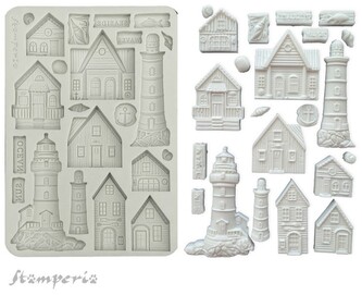 Foremka silikonowa A5 Silent Sea domki nadmorskie, Stamperia