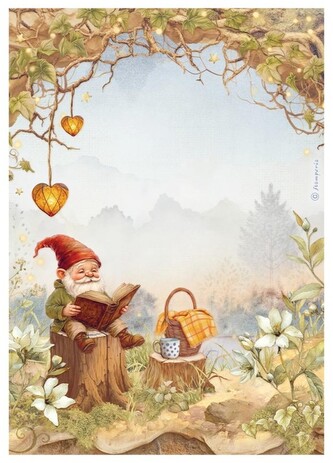 Papier ryżowy A4 Whispering Woods gnom, Stamperia