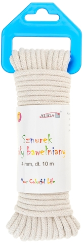 Sznurek bawełniany biały 4x10m SB-3513, Aliga