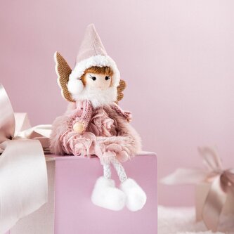 Závěsná dekorace | PLYS | růžová panenka v květinových šatech | 19 cm | 753855