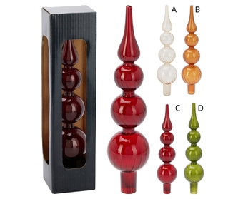 Skleněná vánoční špice 28 cm, zelená transparentní D