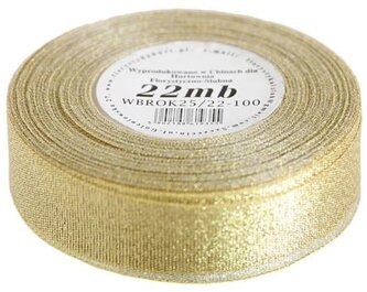 Wstążka brokatowa 25mm/22mb, złota, Florystyka