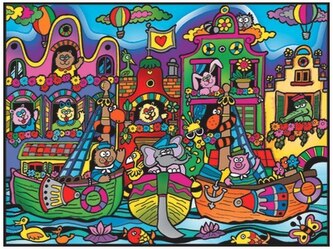 Kolorowanka welwetowa Łódki i domki 47 x 35 cm, Colorvelvet