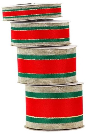 Wstążka szkocka z brokatem, 38mm/9mb, złocona M2, Florystyka