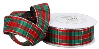 Wstążka w szkocką kratkę, 25mm/9mb, posrebrzana, Florystyka