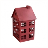 Červený kovový domeček 31 x 17 cm