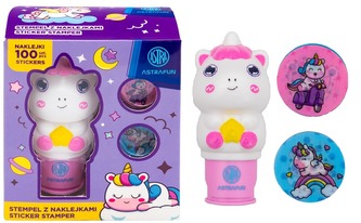 Stempel z naklejkami 100szt. Jednorożec + książeczka Astrafun, Astra