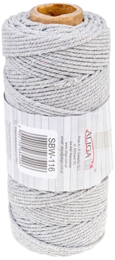 Sznurek bawełniany 3mm x 100m szary SBW-116,splot 21 nitek, Aliga