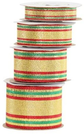 Wstążka szkocka z brokatem, 50mm/9mb, złocona M1, Florystyka