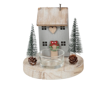 Dřevěný domeček Tasha přírodní na čajovou svíčku 12,5 x 12 cm