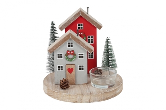 Dřevěné domečky Tasha na čajovou svíčku 15 x 15 cm