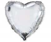 Balon foliowy 46cm Serce srebrne