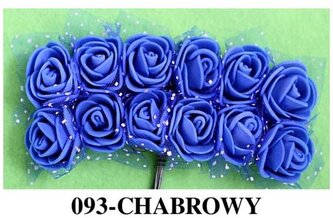 Kwiaty piankowe z tiulem śr.2,5cm/6x12szt chabrowe, Florystyka