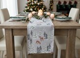 Vánoční ubrus - běhoun na stůl CRYSTAL WOODS šedá 35x180 cm