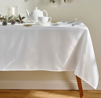 Vánoční ubrus na stůl SPARLING STARS 150x300 cm bílá