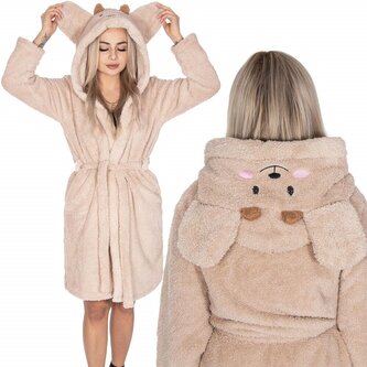 Dámský župan s ušima S/M SPRINGOS HAMSTER béžový