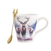 KUBEK STOŻEK NBC 480 ML ZE ZŁOTĄ ŁYŻECZKĄ DEK. JELEŃ A COLOR BOX