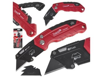 Nůž zavírací FASTFOLD, s vyměnitelnou lichoběžníkovou čepelí 60x19x0,6mm TVARDY