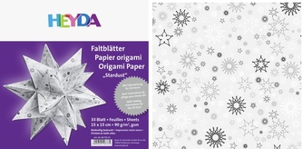 33ks listů origami 15x15cm, 90g/m2 - hvězda - s návodem