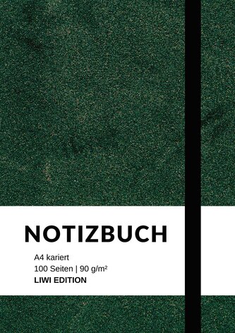 Notizbuch A4 kariert - 100 Seiten Soft Cover grün - FSC Papier
