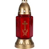 Lampa hřbitovní KŘÍŽ RATOLEST skleněná 200g d11x25cm