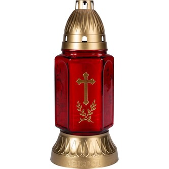 Lampa hřbitovní KŘÍŽ RATOLEST skleněná 200g d11x25cm