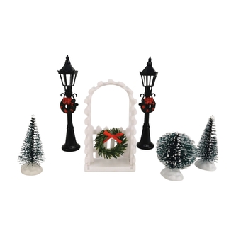 Vánoční dekorativní sada (strom/lampa/brána), sada 6ks