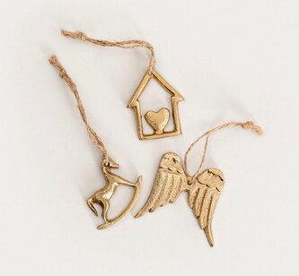 Závěsná dekorace | MIABO | kov, zlatá 5 cm | 3 ks | 751530