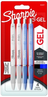 Długopis S-Gel białe i szarobłękinte, wkłady: 2 niebieski i 2 czarne. blister 4 szt., Sharpie